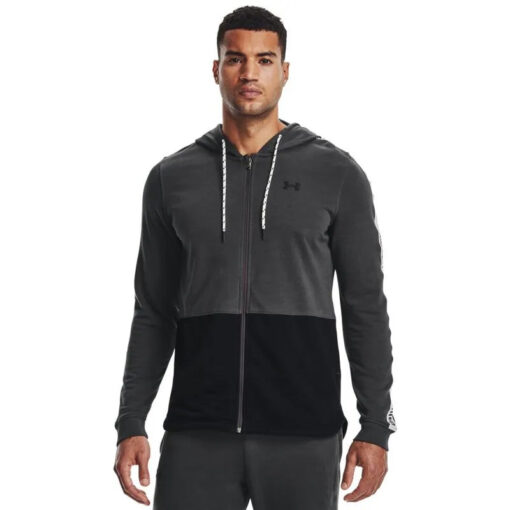 Moletom de Treino Masculino UA Rival Terry Colorblock Full Zip Hoodie - Image 3